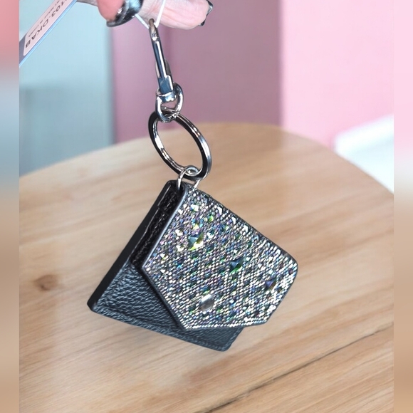 Jacqueline Kent Multicolor Crystal Embellished Leather Key And Card Holder, NWT - Picture 3 of 8